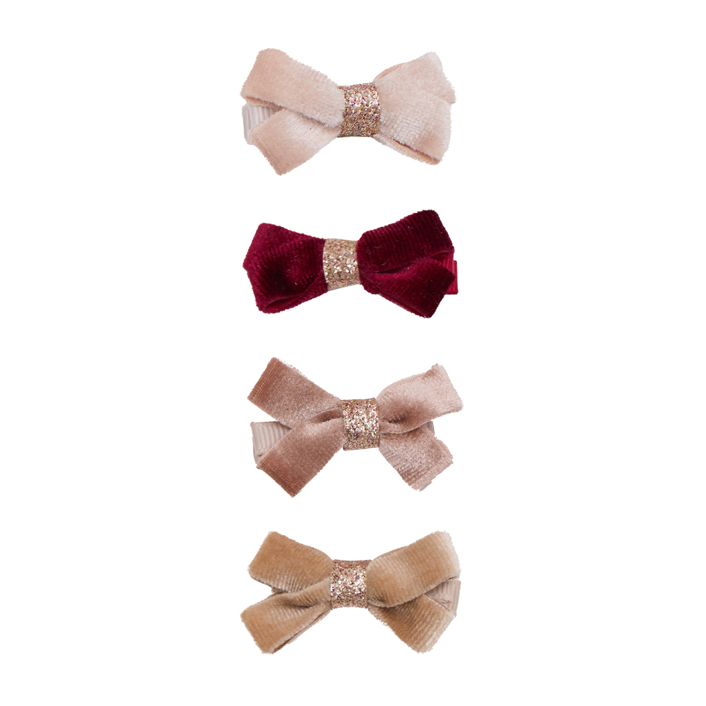 Glitter Velvet Bow Salon Hair Clips
