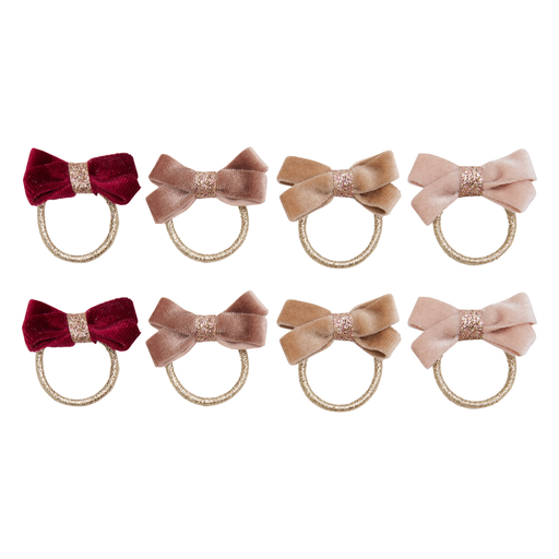[192131-04] Glitter Velvet Bow Hair Ties